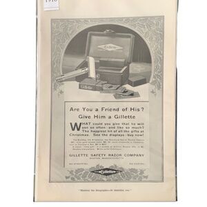 Vintage 1916 Gillette Safety Razor Company Friend of His Ad Advertisement